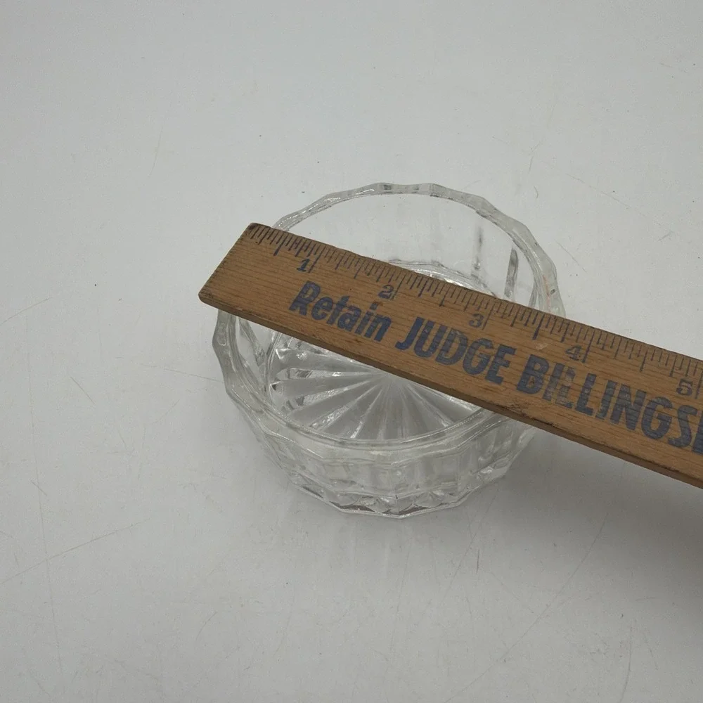 Vintage Vanity Powder Dresser Jar Round Glass Silver Plated Jewelry Trinket Box